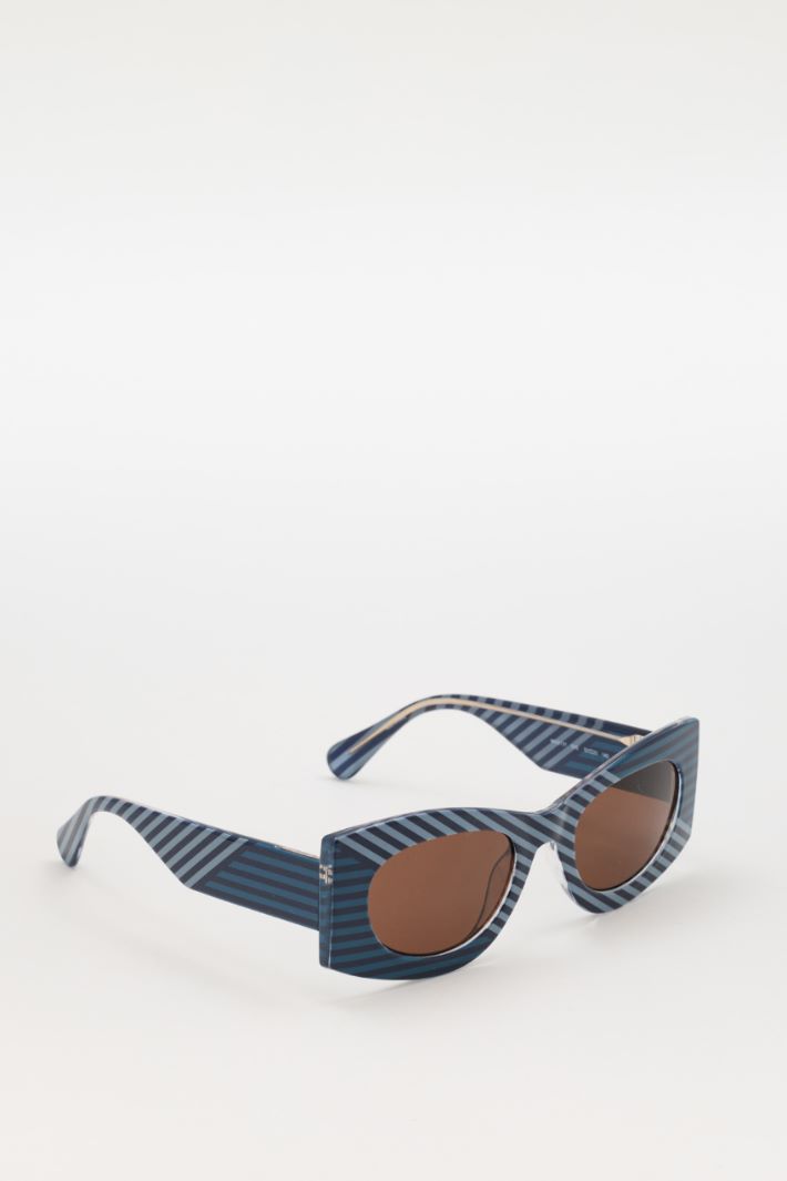 Two-tone striped sunglasses - BLU LIGHT BLUE - Intrend - 2