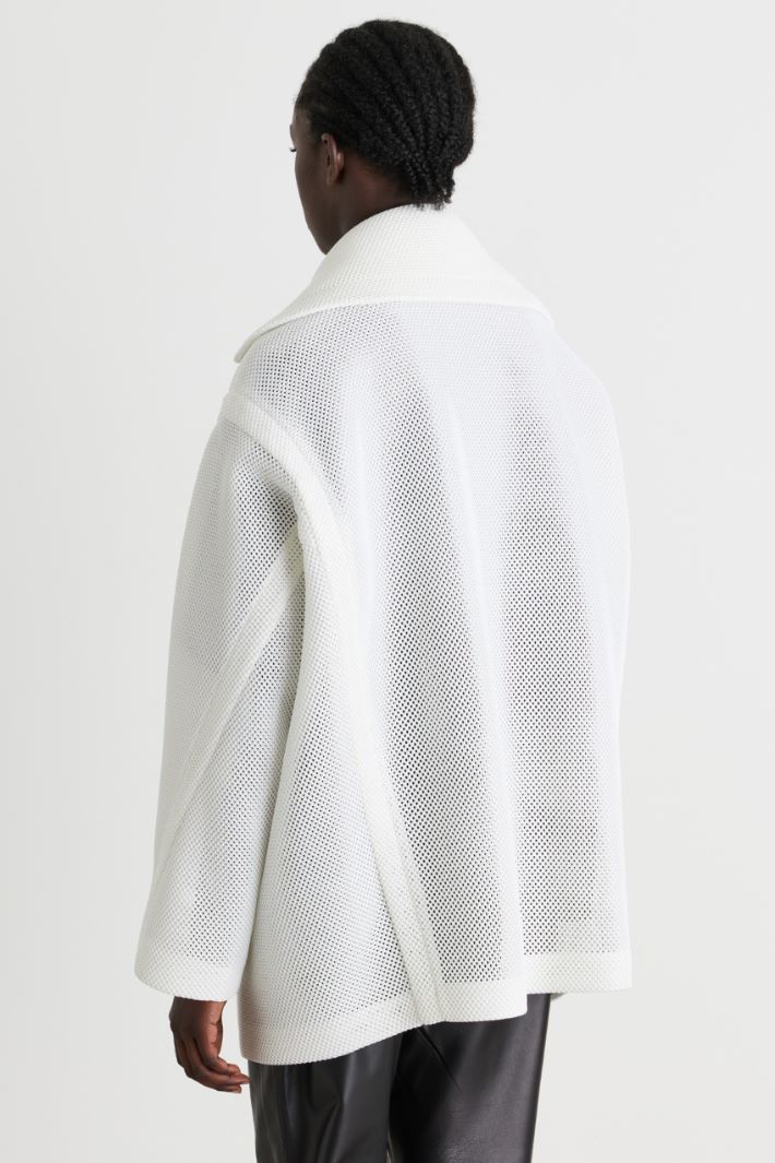 Heavyweight jersey mesh coat - WHITE - Intrend - 4