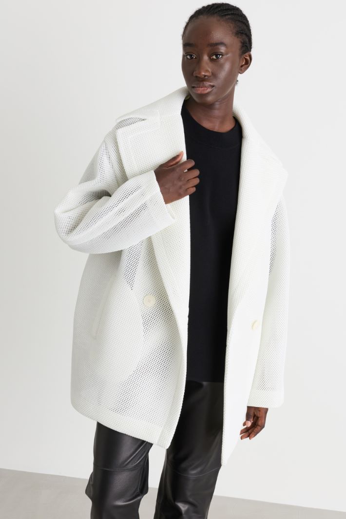 Heavyweight jersey mesh coat - WHITE - Intrend - 2