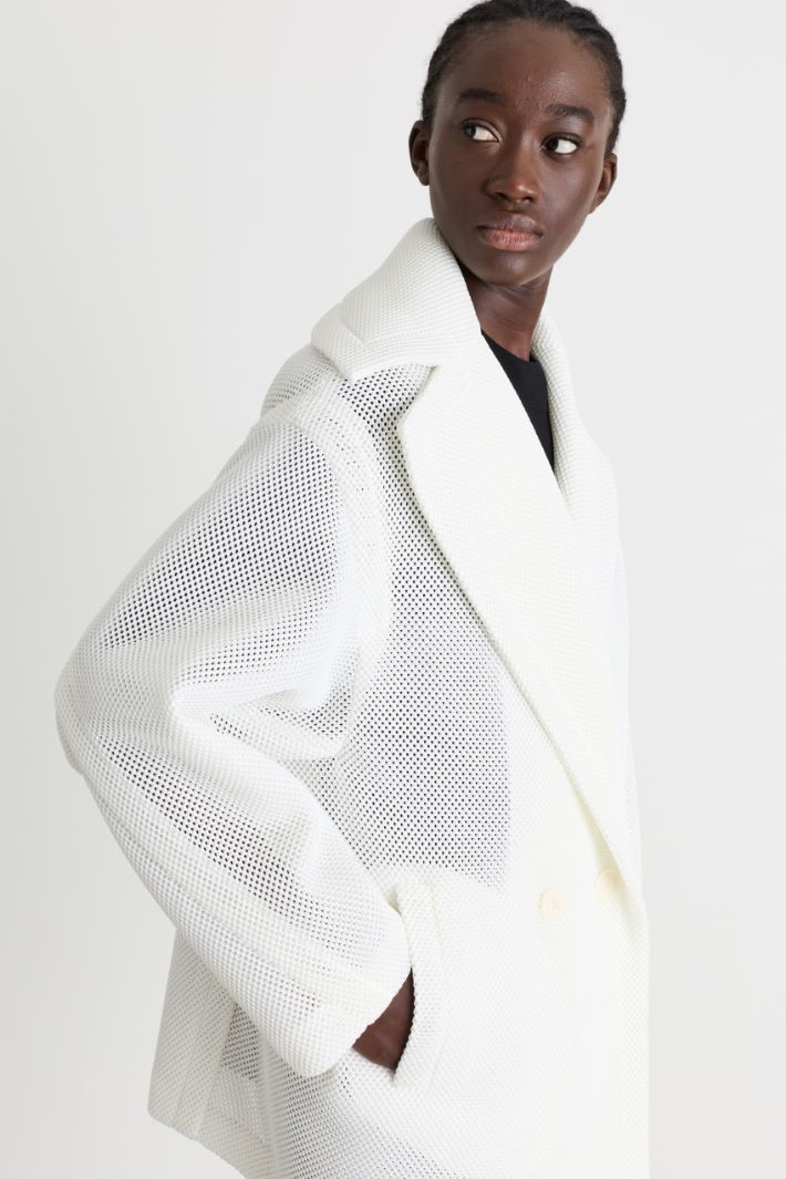 Heavyweight jersey mesh coat - WHITE - Intrend - 3