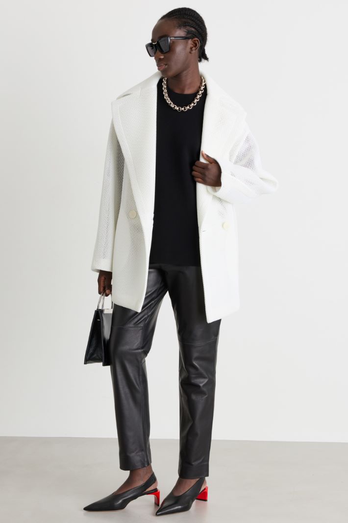 Heavyweight jersey mesh coat - WHITE - Intrend