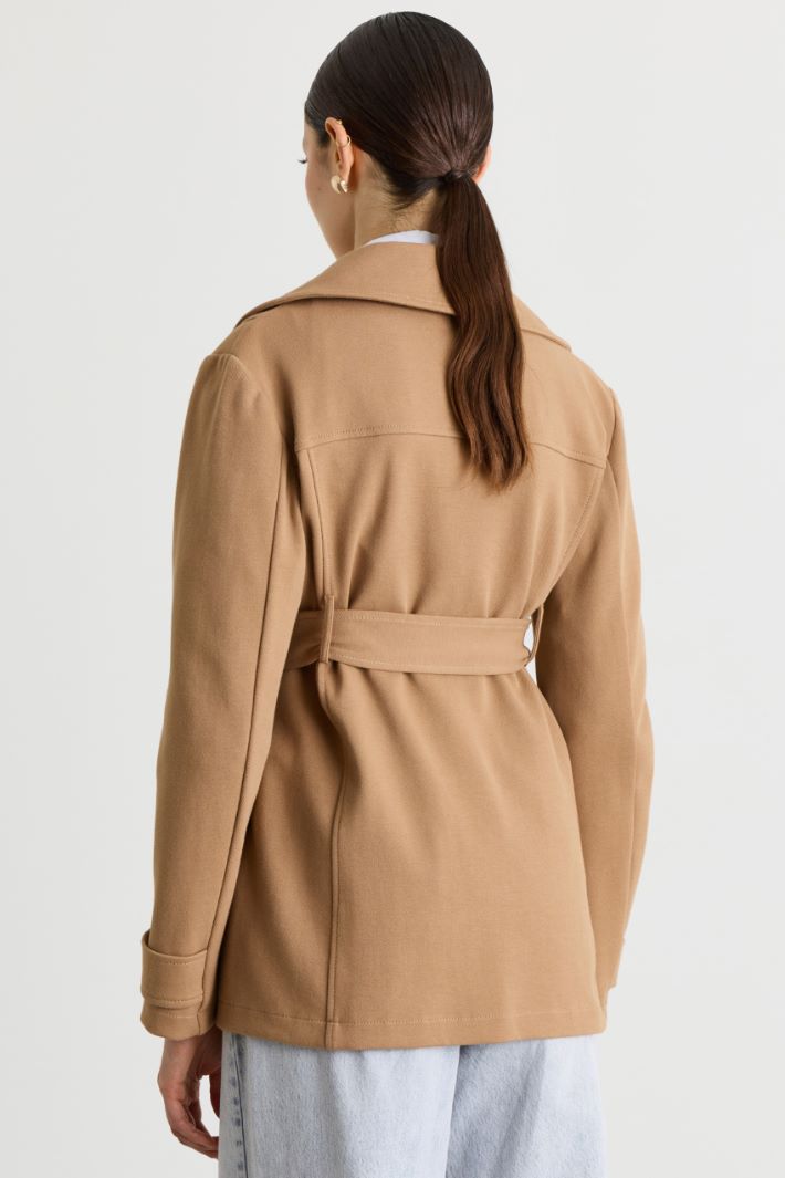 Piqué jersey trench - CAMEL - Intrend - 4