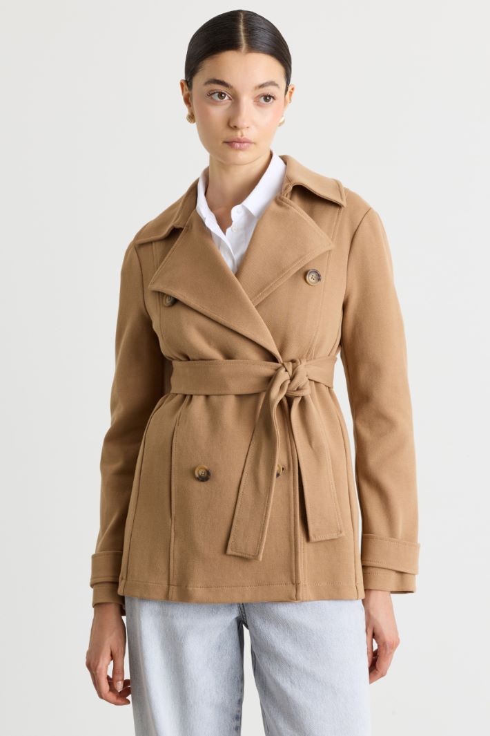 Piqué jersey trench - CAMEL - Intrend - 2