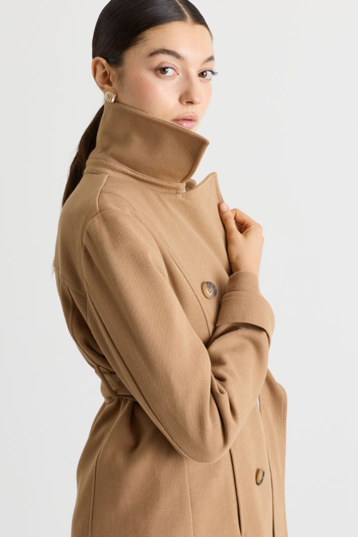 Piqué jersey trench - CAMEL - Intrend - 3