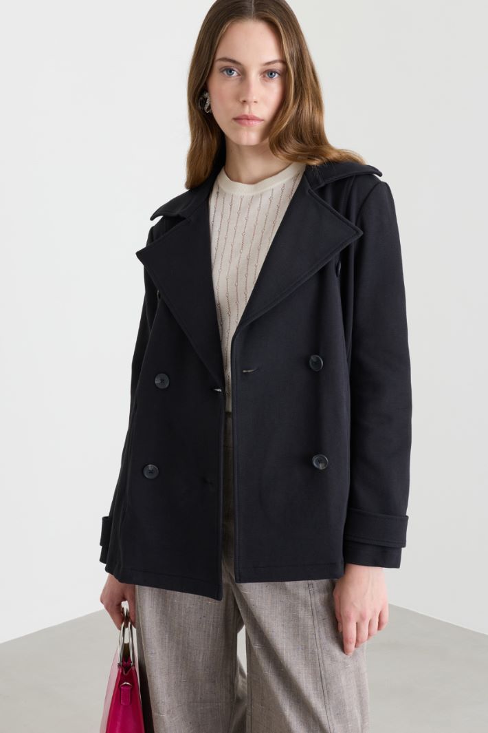 Trench in jersey piqué - NERO - Intrend - 2