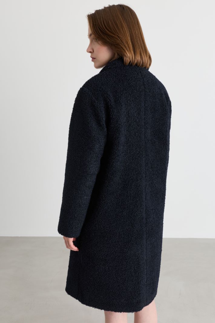 Oversized coat in bouclé jersey - BLUE - Intrend - 4