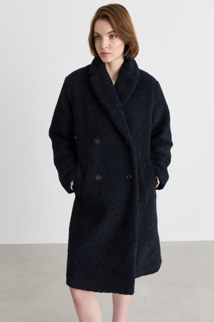 Oversized coat in bouclé jersey - BLUE - Intrend - 2