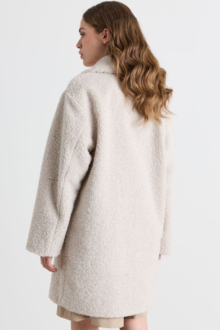 Soft bouclé jersey coat - BEIGE - Intrend - 4