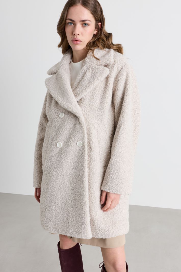 Soft bouclé jersey coat - BEIGE - Intrend - 2