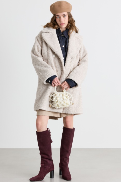 Soft bouclé jersey coat - Intrend