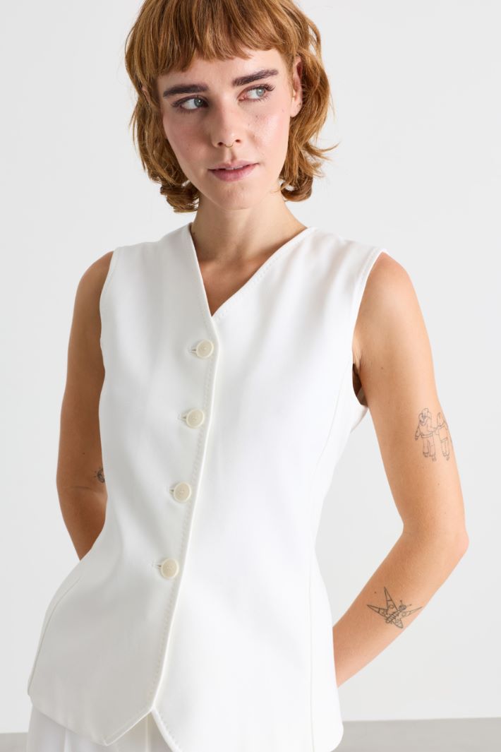 Gilet in jersey compatto - BIANCO - Intrend - 3