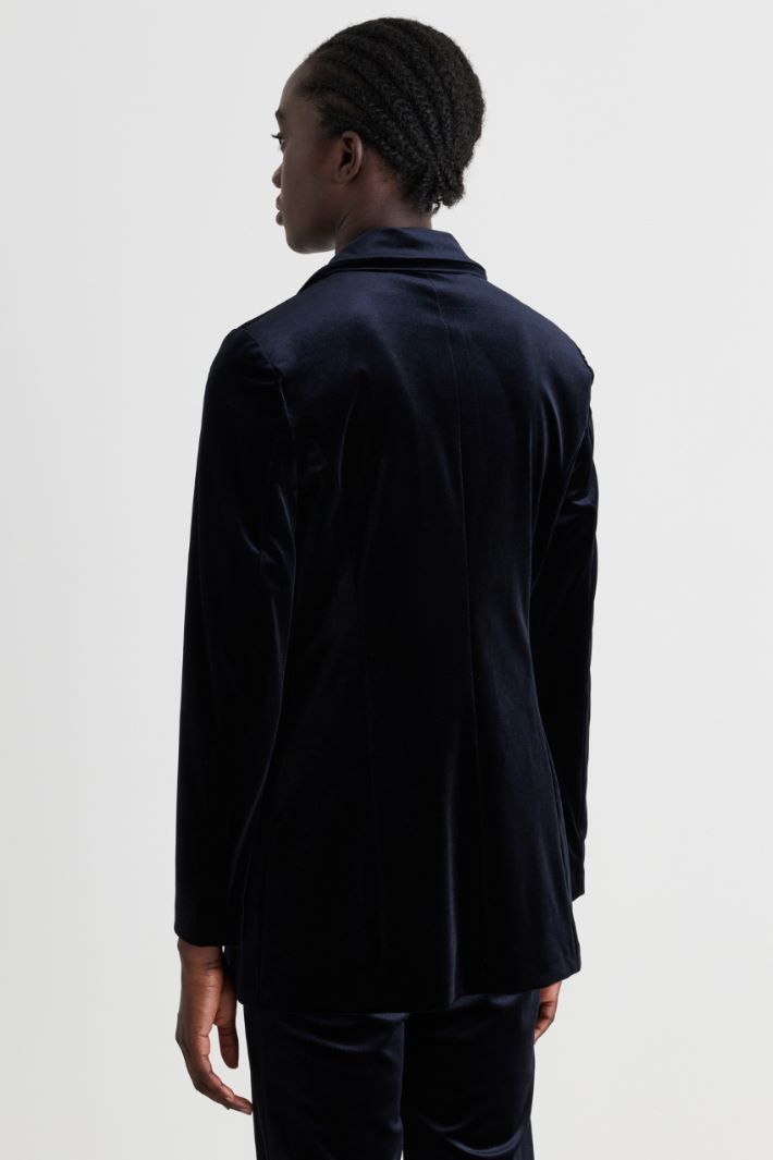 Velvet Jersey Blazer - BLUE - Intrend - 4