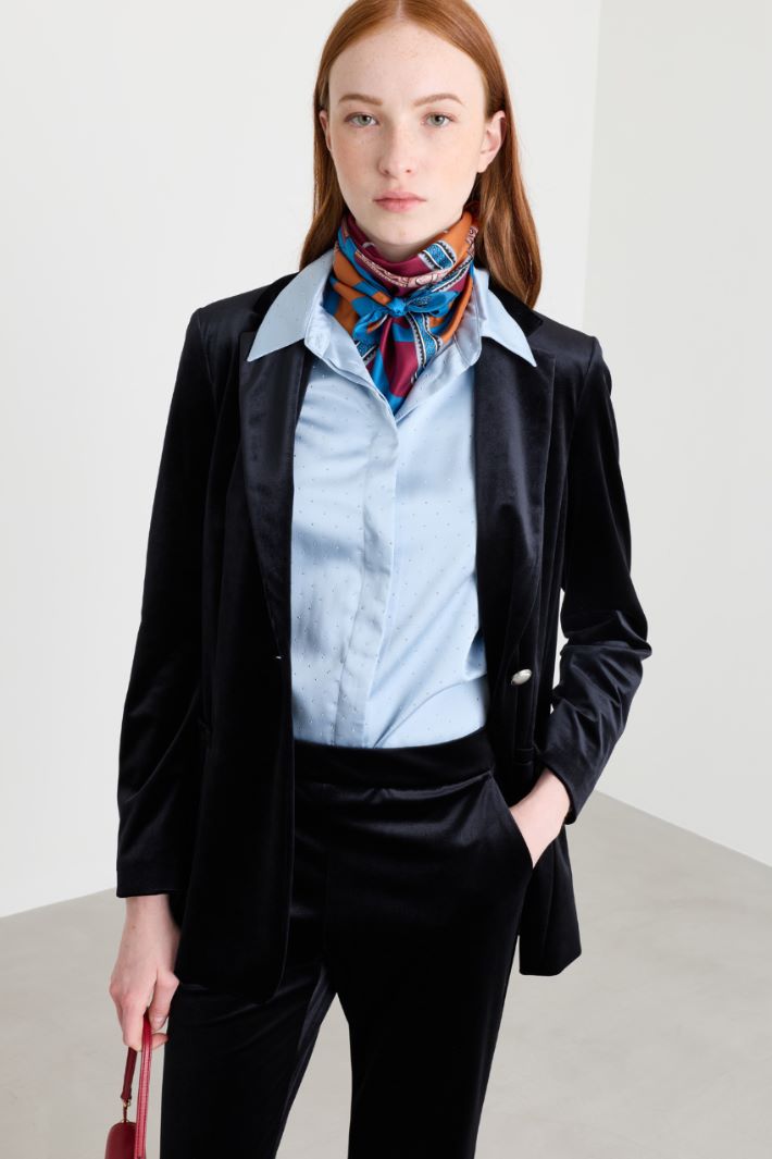 Blazer in jersey velluto - NERO - Intrend - 2