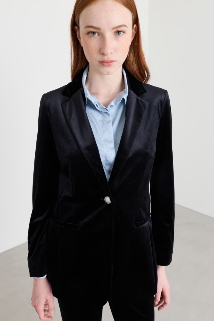 Blazer in jersey velluto - NERO - Intrend - 3