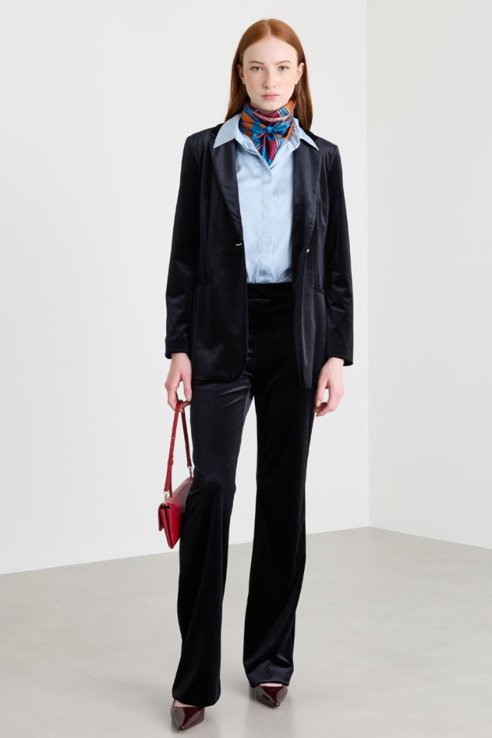 Blazer in jersey velluto - NERO - Intrend