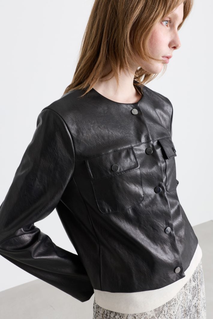 Giacca in jersey spalmato - NERO - Intrend - 3