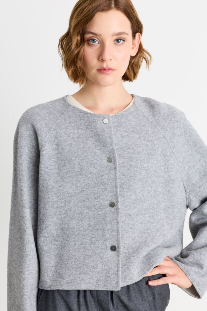 Double wool-blend jersey jacket - GREY - Intrend - 3