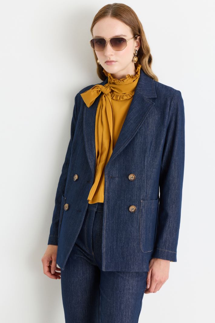 Blazer in jersey effetto jeans - BLU - Intrend - 2
