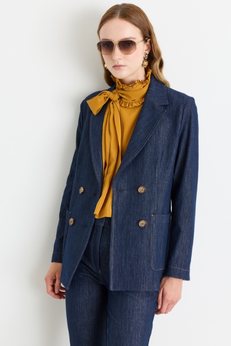 Blazer in jersey effetto jeans - Intrend