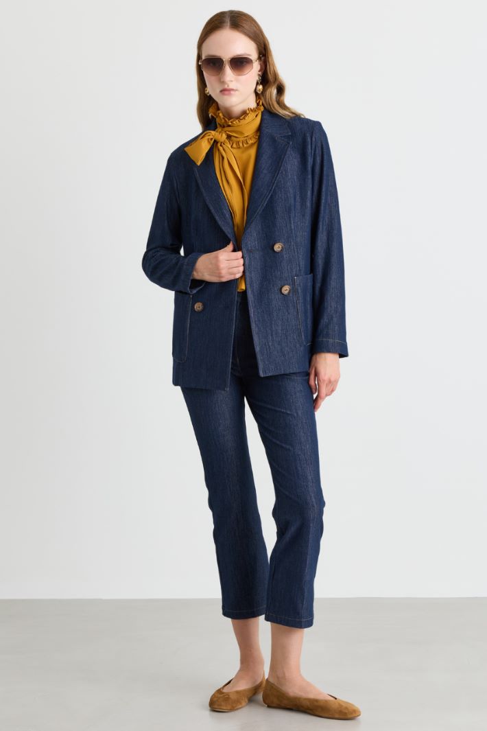 Blazer in jersey effetto jeans - BLU - Intrend