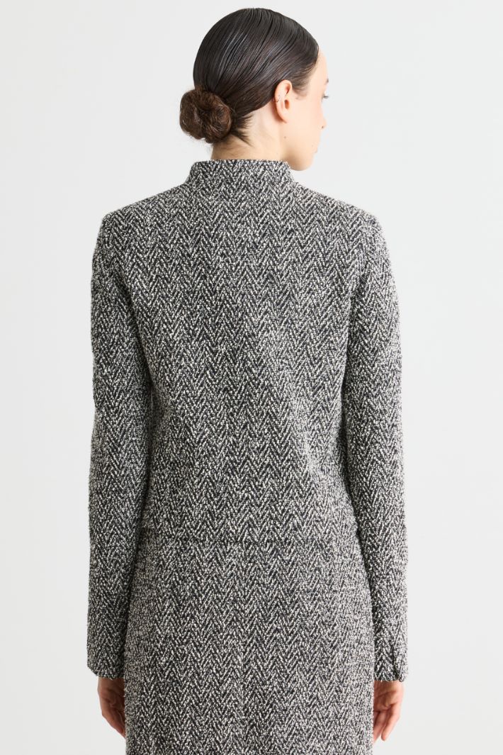 Giacca crop in jersey bouclé - NERO BIANCO - Intrend - 4