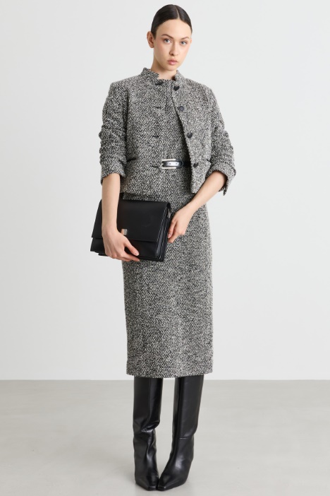 Crop-Jacke aus Bouclé-Jersey - Intrend