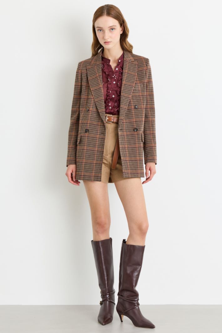 Blazer doppiopetto Principe di Galles - MARRONE - Intrend