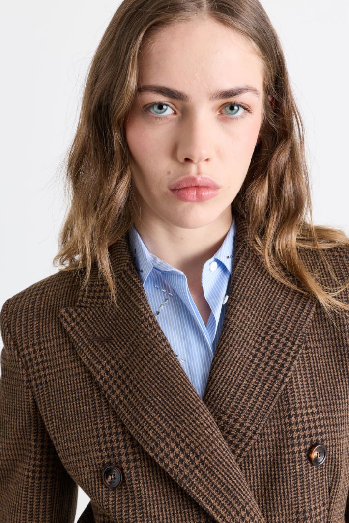 Blazer doppiopetto in jersey - MARRONE - Intrend - 3