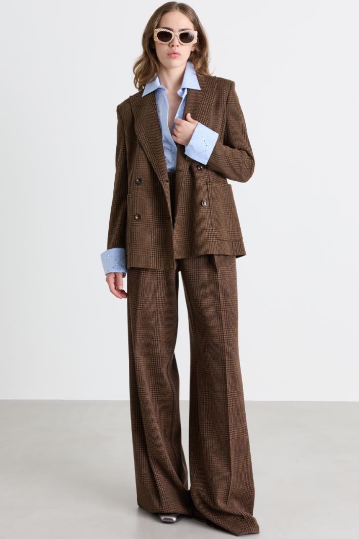 Blazer doppiopetto in jersey - MARRONE - Intrend