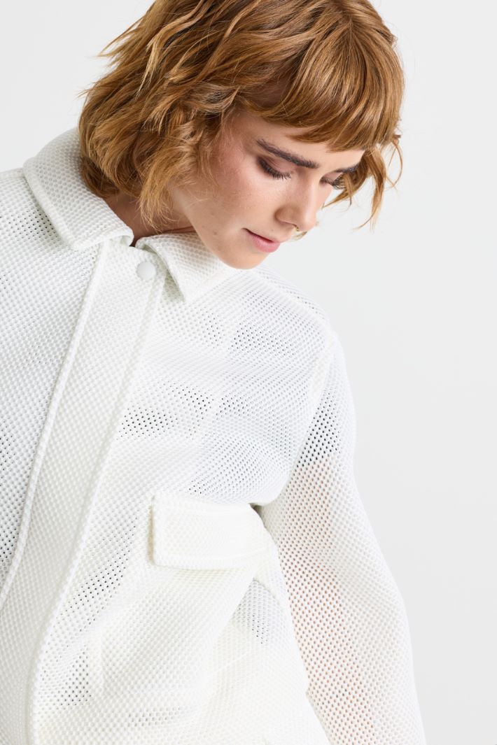 Giacca boxy in rete tecnica - BIANCO - Intrend - 3
