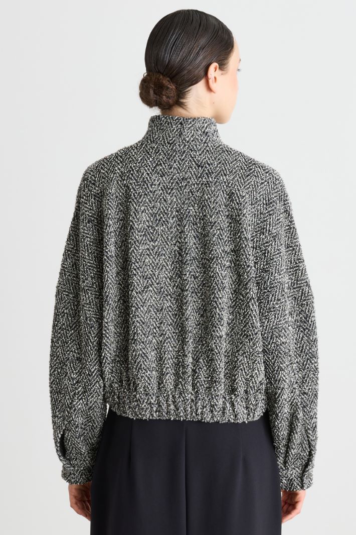 Bomber in jersey bouclé - BIANCO NERO - Intrend - 4