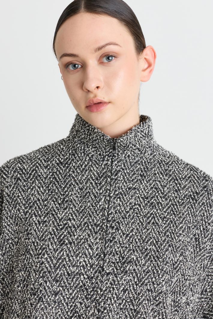 Bomber in jersey bouclé - BIANCO NERO - Intrend - 3
