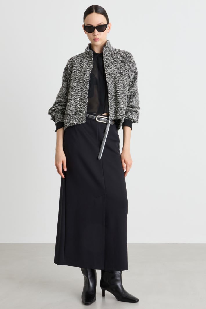 Bomber in jersey bouclé - BIANCO NERO - Intrend