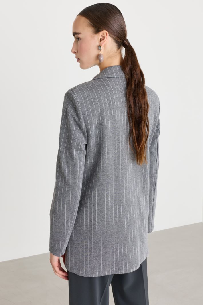 Blazer in jersey jacquard - GRIGIO - Intrend - 4