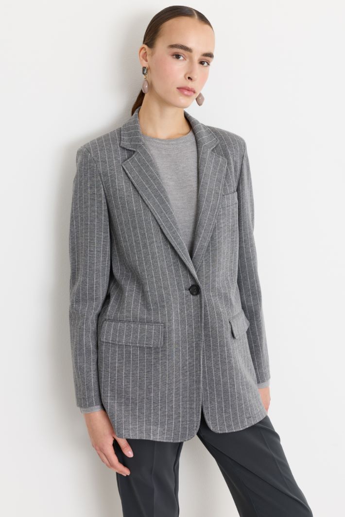 Blazer in jersey jacquard - GRIGIO - Intrend - 2