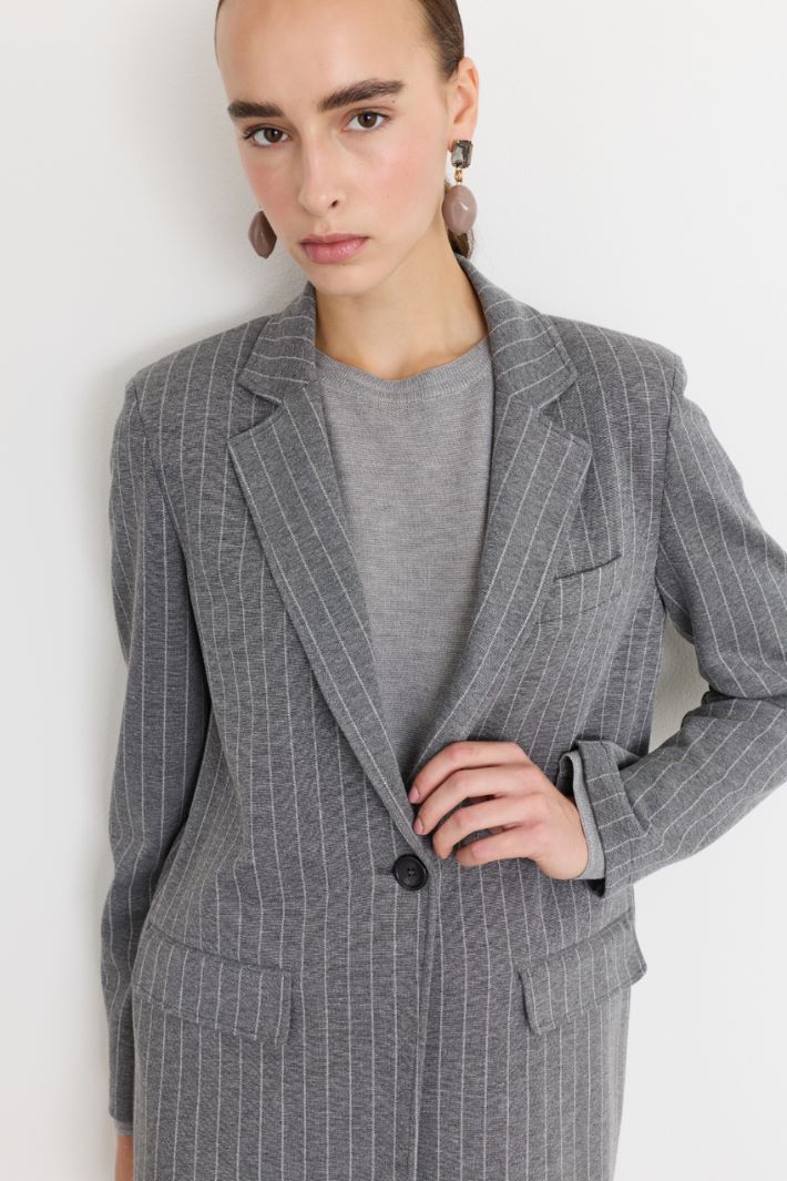 Blazer in jersey jacquard - GRIGIO - Intrend - 3