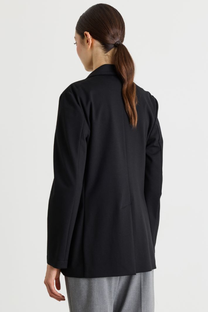 Double-breasted blazer in jersey - BLACK - Intrend - 4