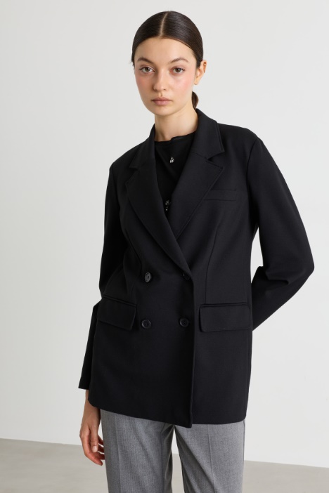 Double-breasted blazer in jersey - Intrend