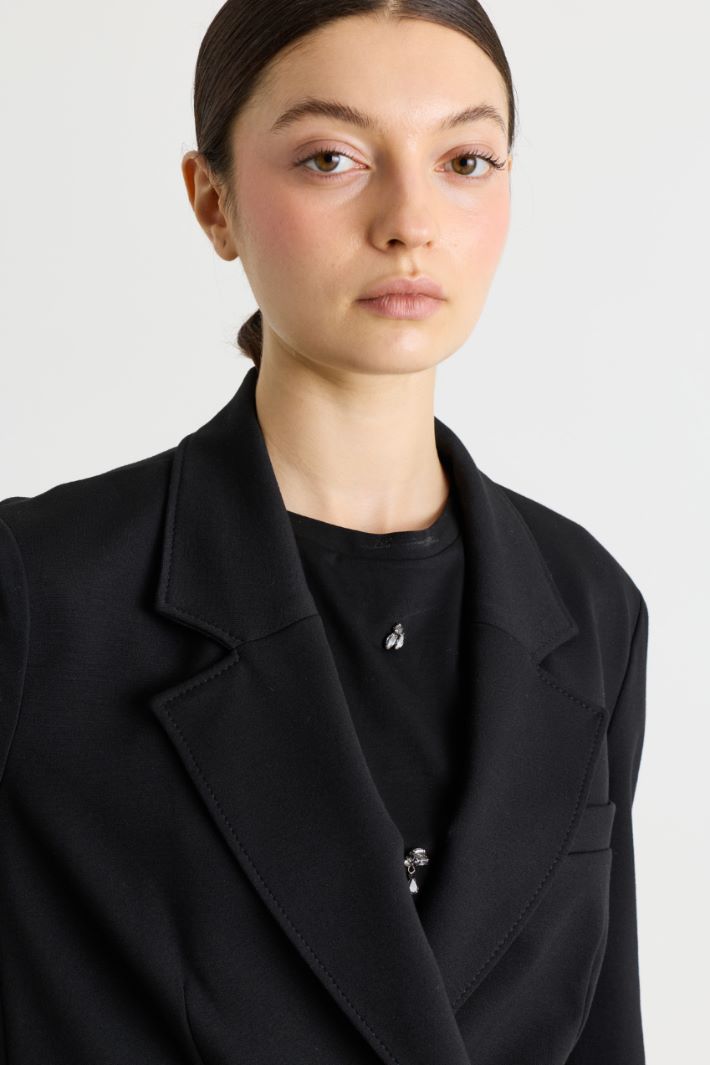 Double-breasted blazer in jersey - BLACK - Intrend - 3
