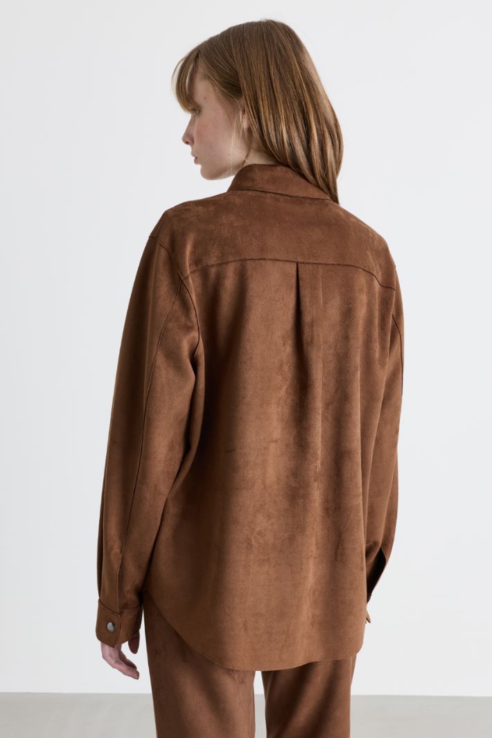 Giacca camicia in jersey - MARRONE - Intrend - 4