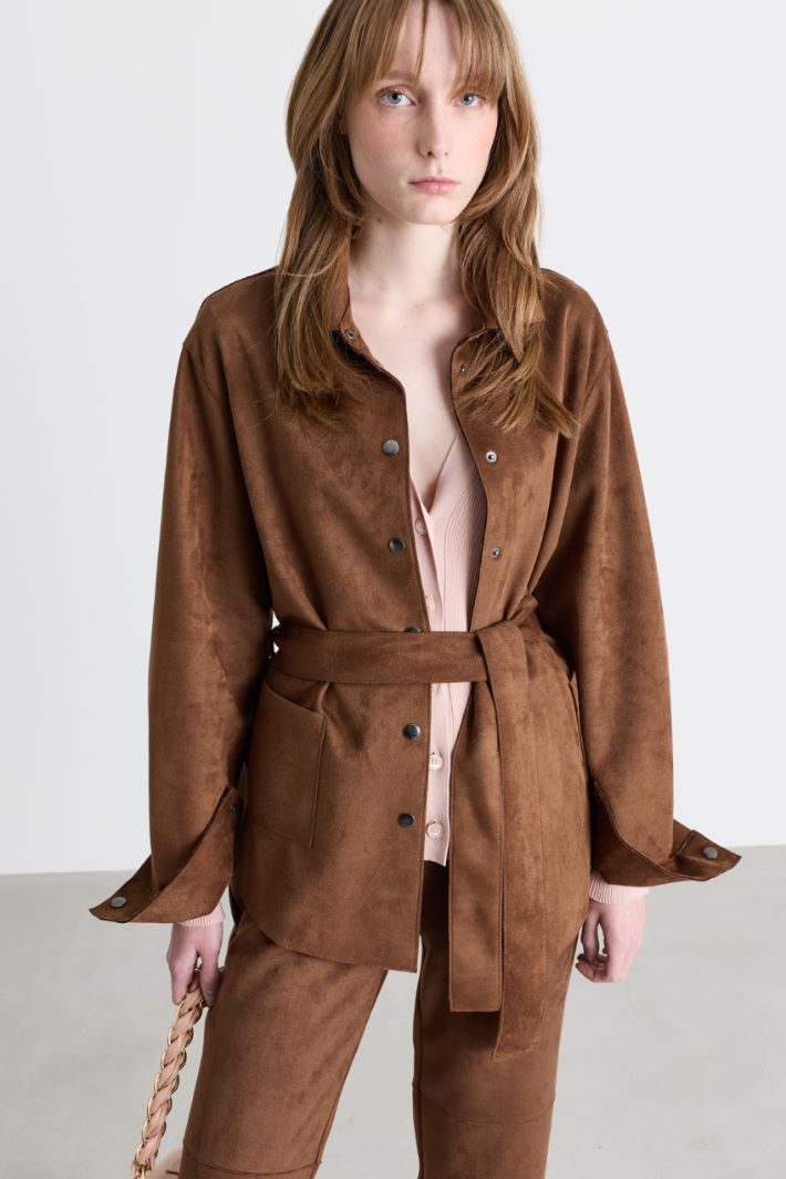 Giacca camicia in jersey - MARRONE - Intrend - 2