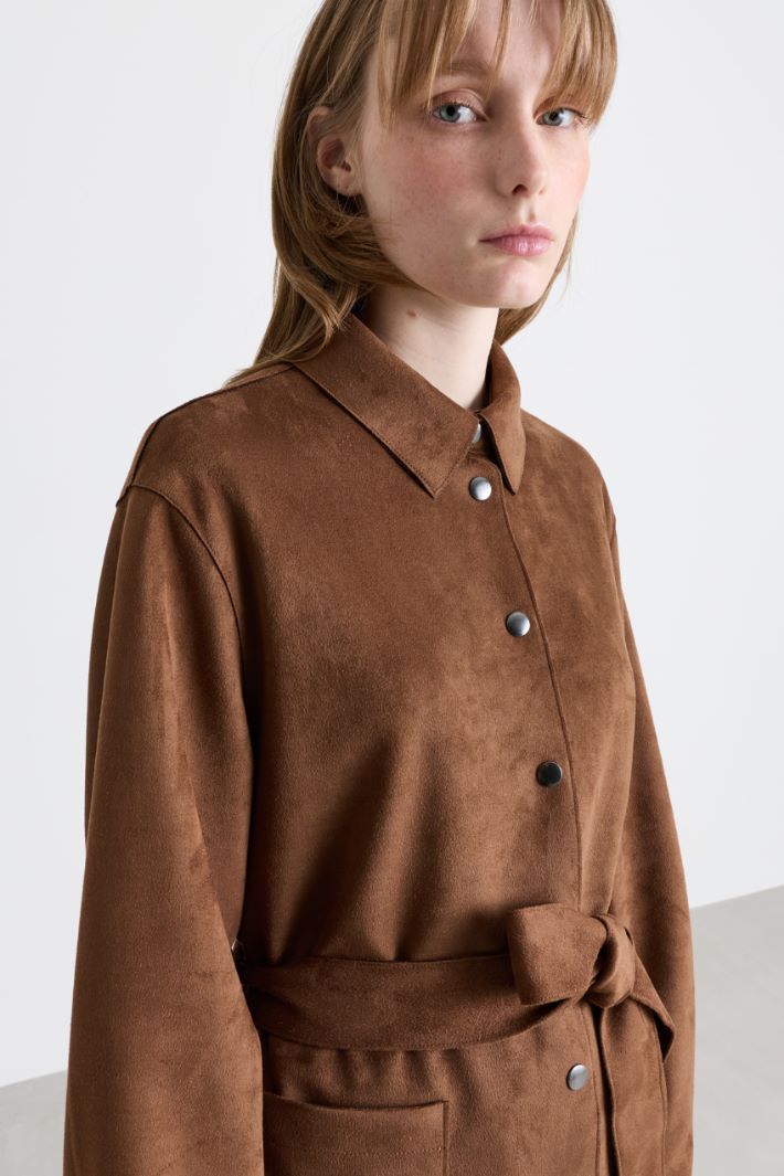 Giacca camicia in jersey - MARRONE - Intrend - 3