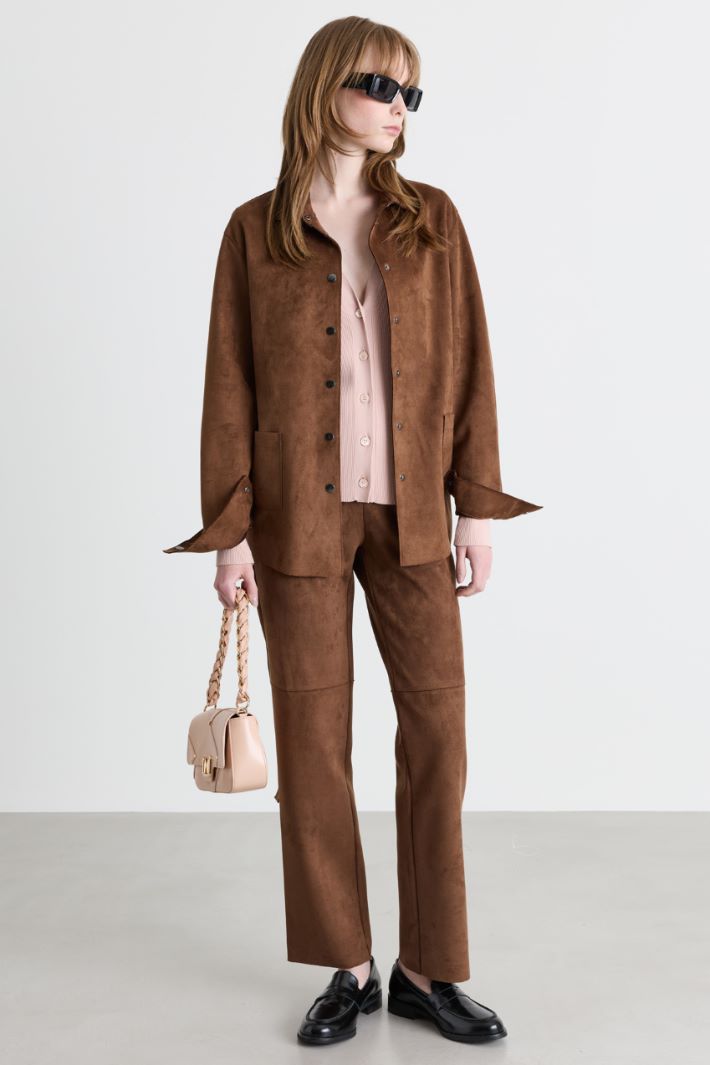 Giacca camicia in jersey - MARRONE - Intrend