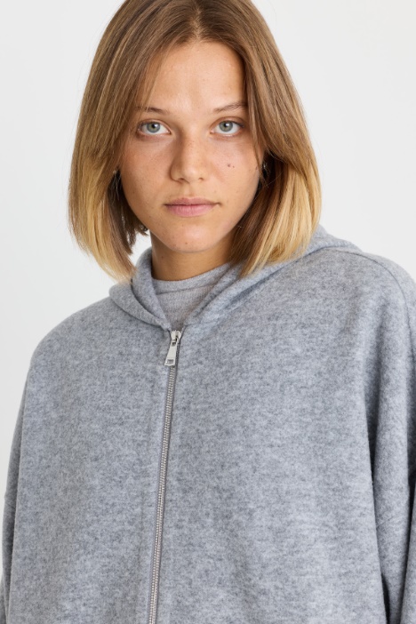 Felpa oversize in lana con cappuccio