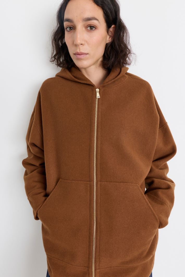 Felpa oversize con cappuccio - MARRONE - Intrend - 3
