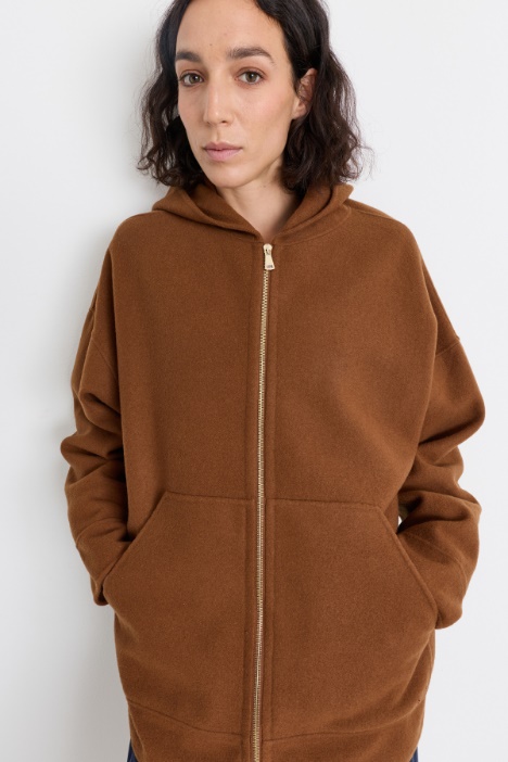 Felpa oversize in lana con cappuccio