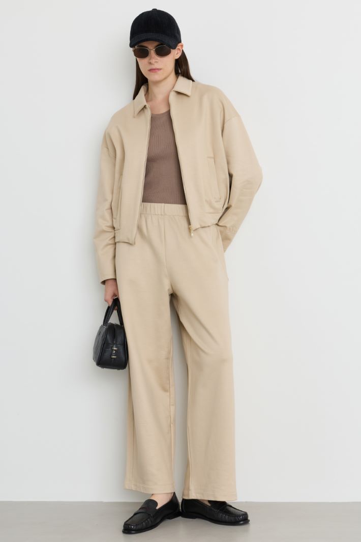 Felpa crop con tasche - BEIGE - Intrend