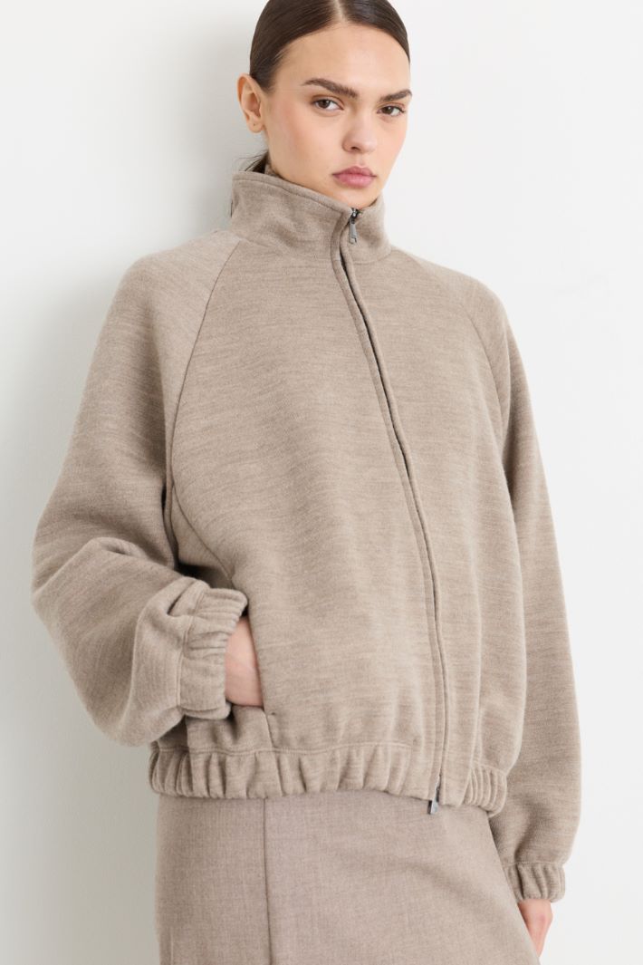 Felpa con zip - BEIGE - Intrend - 3