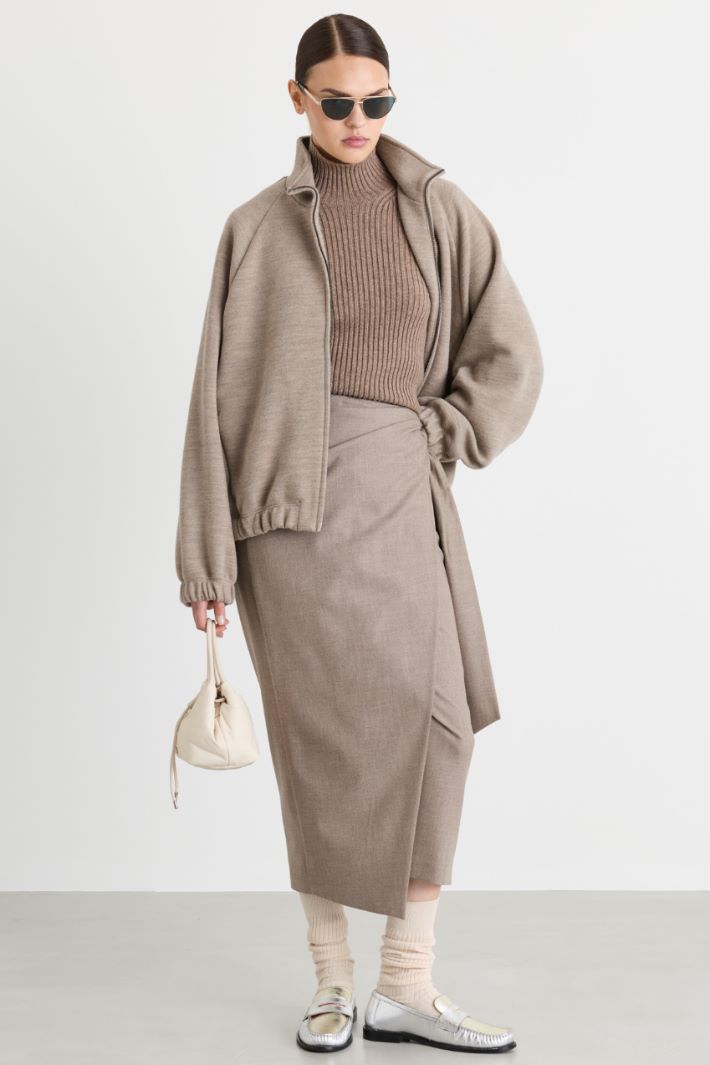 Felpa con zip - BEIGE - Intrend
