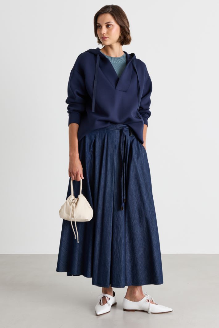 Felpa lunga in jersey - BLU - Intrend